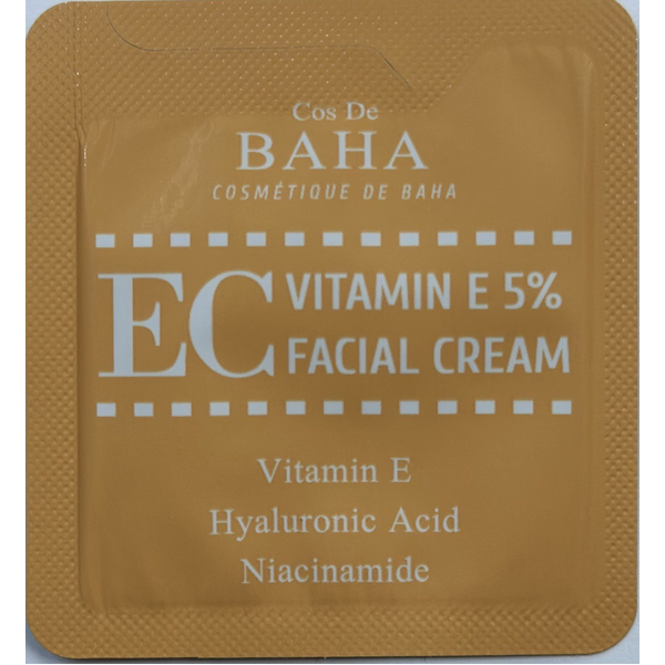 Антиоксидантный крем для лица с витамином E 5% - Cos De Baha EC Vitamin E 5% Facial Cream, 1,5 мл - Фото 1 Антиоксидантный крем для лица с витамином E 5% - Cos De Baha EC Vitamin E 5% Facial Cream, 1,5 мл - изображение 1