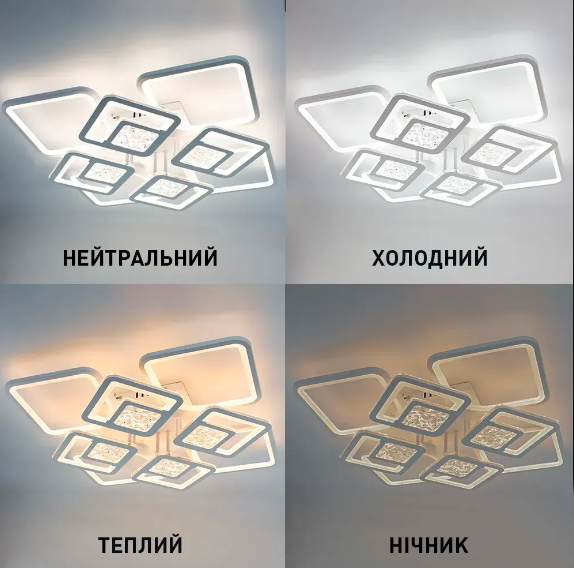 Управляемая светодиодная люстра Esllse с пультом TETRA TWIST ICE 8S 165W 595x595x110мм белая - изображение 2