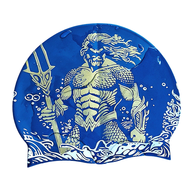 Шапочка для плавания силиконовая универсальная Aquaman (синяя) - изображение 3