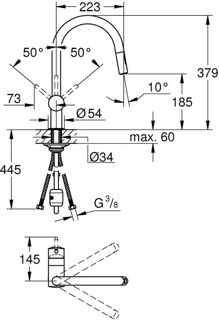 Змішувач кухонний з підключенням до фільтра Grohe Minta 32321GN2 - зображення 3