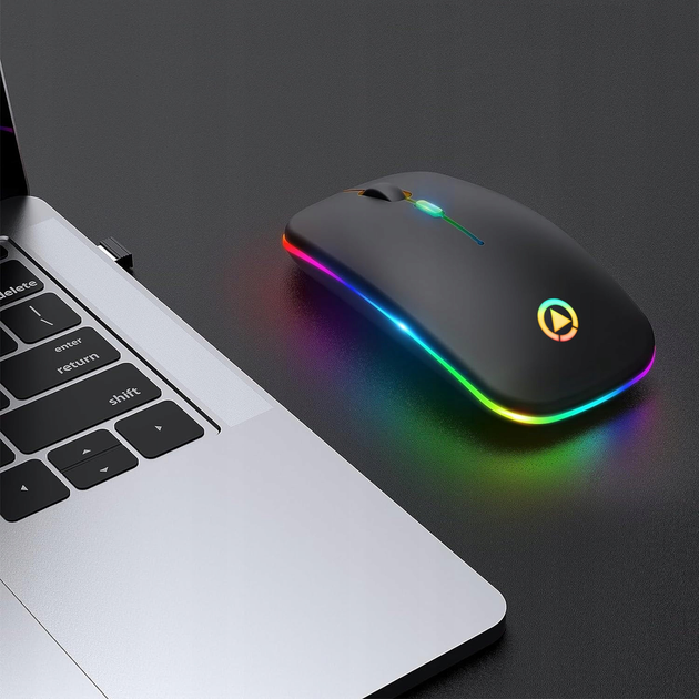 Мышь беспроводная SKY черная с RGB аккумулятор USB - Фото 2 Мышь беспроводная SKY черная с RGB аккумулятор USB - изображение 2