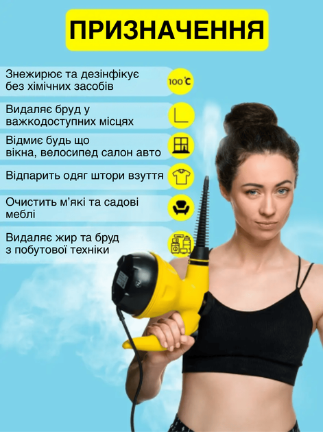 Универсальный ручной пароочиститель с функцией отпаривателя Clean GTM для уборки дома парогенератор для мебели для окон и автомобиля для уборки и дезинфекции - изображение 2
