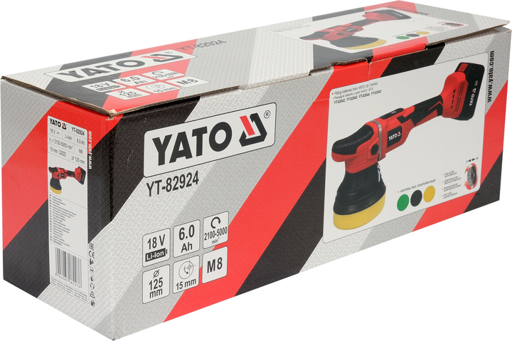 Polerka orbitalna Yato YT-82924 18V 125 mm miękki start - akumulator 4 ah (5906083082276) - obraz 4