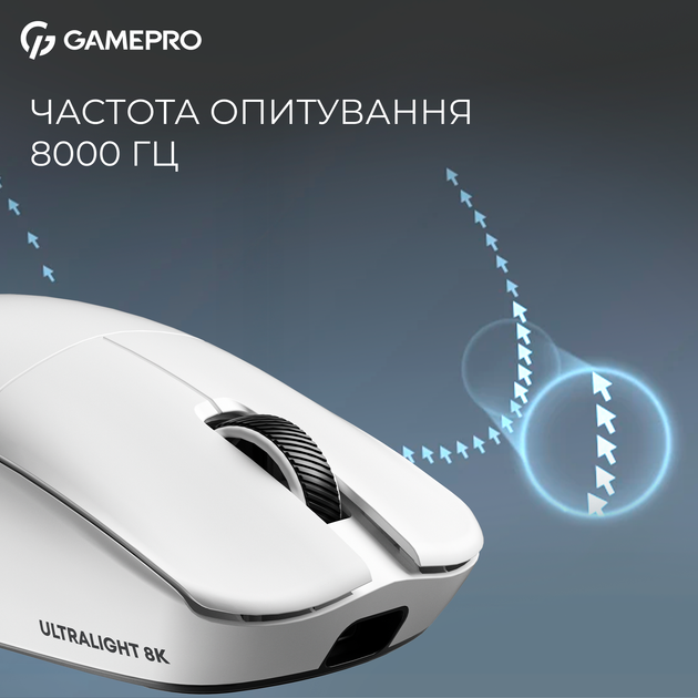 Мышь GamePro Asgard Odin 8K Wireless/USB PixArt PAW3950 Sensor White (GM035W) - изображение 8