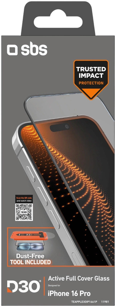 Захисне скло SBS D30 Screen Protector з аплікатором для Apple iPhone 16 Pro (8018417511981) - зображення 2