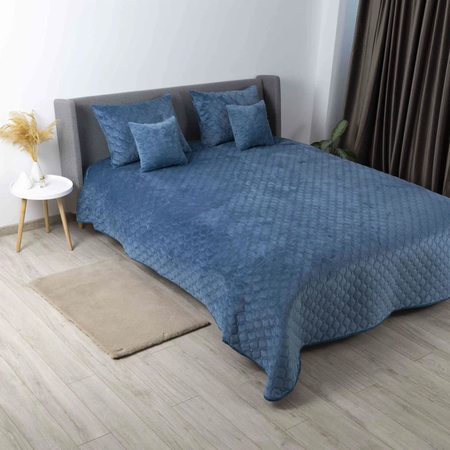 Покривало ТЕП "VELOUR" Cиній/Ромб круглий, 180x240 - Фото 3 Покривало ТЕП "VELOUR" Cиній/Ромб круглий, 180x240 - изображение 3