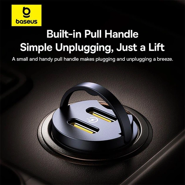 Автомобильный зарядный адаптер Baseus Tiny Star Mini Car Charger |2Type-C, 30W/3A, поддержка быстрой зарядки PD/QC, многоуровневая система защиты, универсальная совместимость, компактный| Черный - изображение 3