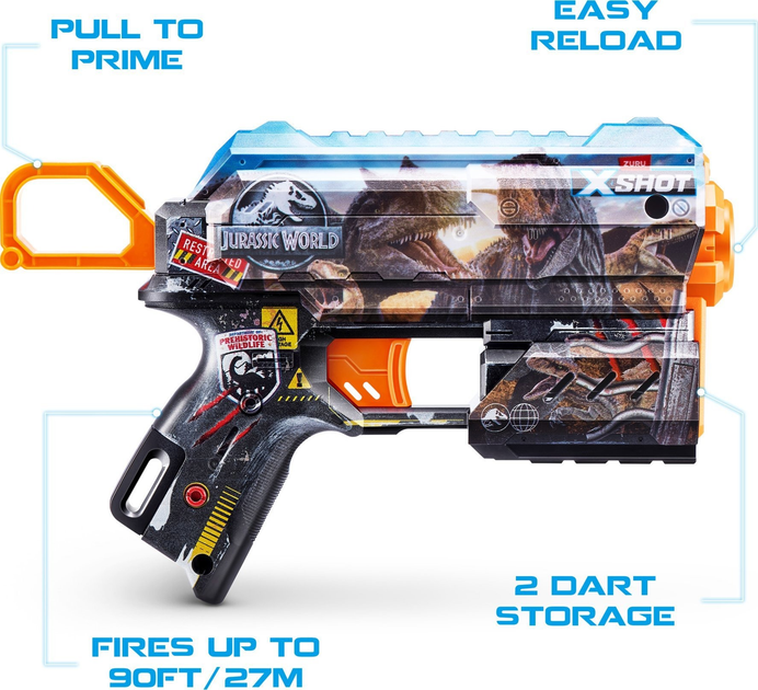 Blaster Zuru X-Shot Skins Flux Blaster - Jurassic World Skins 8 rzutek 36755-S001 (4894680034891) - obraz 4
