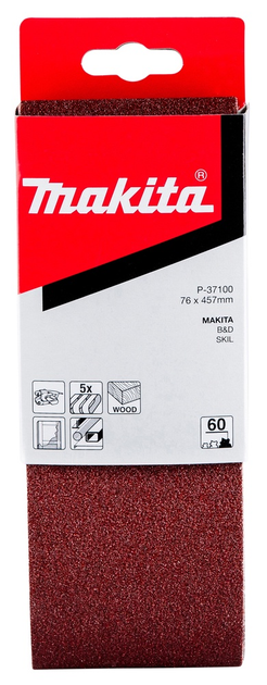 Taśma szlifierska Makita 76 x 457 mm K60 5 szt (P-37100) - obraz 2