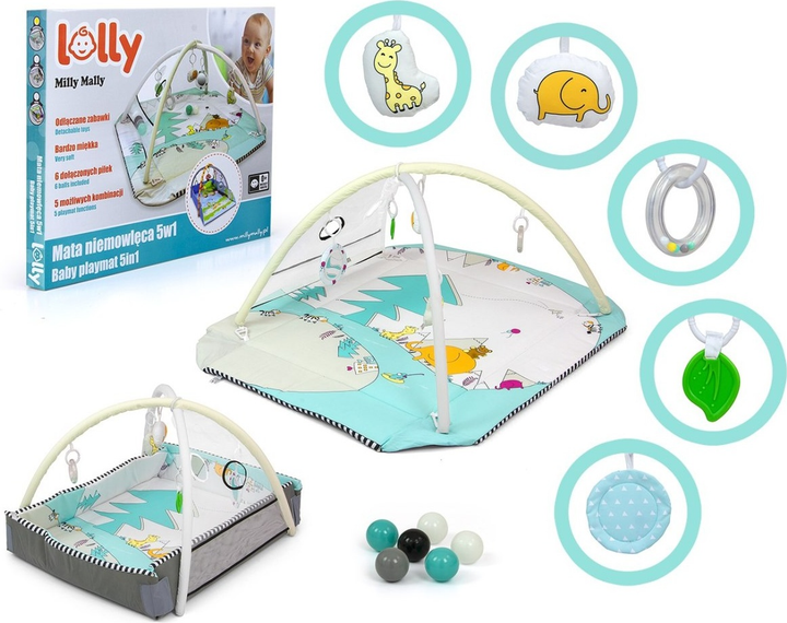 Mata edukacyjna sensoryczna dla niemowląt Milly Mally Lolly Elephant 5 w 1 (5901761126204) - obraz 3