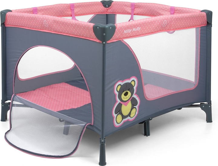 Kojec łóżeczko dziecięcy Milly Mally Fun Pink Bear (5901761126099) - obraz 1