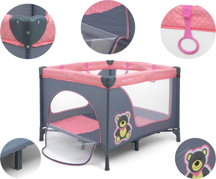 Kojec łóżeczko dziecięcy Milly Mally Fun Pink Bear (5901761126099) - obraz 5