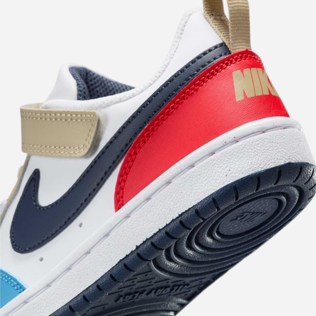 Дитячі кеди для хлопчика Nike Court Borough Low Recraft (PS) DV5457-124 33 (1.5Y US) Білі з синім і червоним (197859880560) - зображення 8