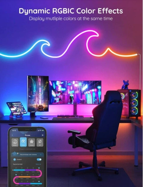 Умная неоновая светодиодная RGB лента 10м с Bluetooth с синхронизацией музыки управления с телефона и пульта от USB - изображение 2