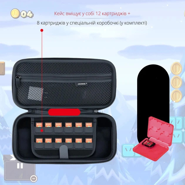 Захисний чохол-кейс DOBE для перенесення ігрової консолі Nintendo Switch 2 / Joy-Con / Зарядний пристрій / Коробочка для картриджів (у комплекті) / Дорожня сумка - зображення 4