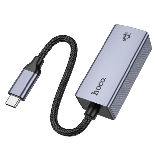 Сетевой адаптер HOCO UA37 Type-C ethernet adapter (1000 Mbps) Metal Gray (6942007647281) - изображение 3