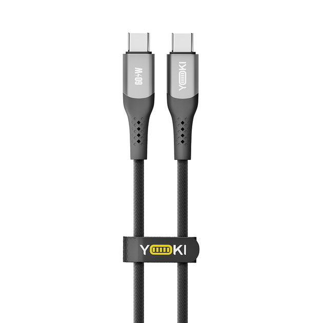 Кабель для зарядки и обмена данными USB YOKI YK-SO15 SOLID Series Type-C to Type-C 60W (3A/20V), 0.25 метра, Черный - Фото 2 Кабель для зарядки и обмена данными USB YOKI YK-SO15 SOLID Series Type-C to Type-C 60W (3A/20V), 0.25 метра, Черный - изображение 2