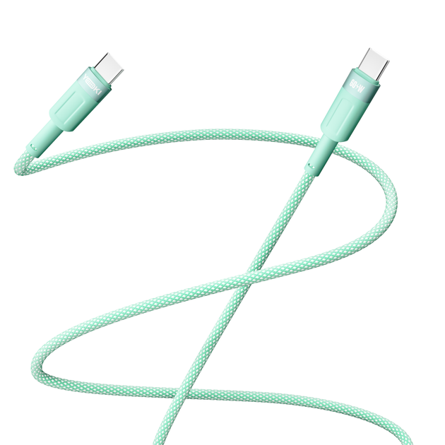 Кабель для зарядки и обмена данными USB YOKI YK-ST41 STYLE Series Type-C to Type-C 60W (3A/20V) 1.2m Зеленый - изображение 3