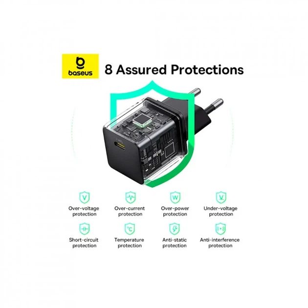 Зарядное устройство Baseus Palm Fast Charger 1C 20W + Cable 1.0m Type-C 60W black (P10111602113-01) (256899) - Фото 7 Зарядное устройство Baseus Palm Fast Charger 1C 20W + Cable 1.0m Type-C 60W black (P10111602113-01) (256899) - изображение 7