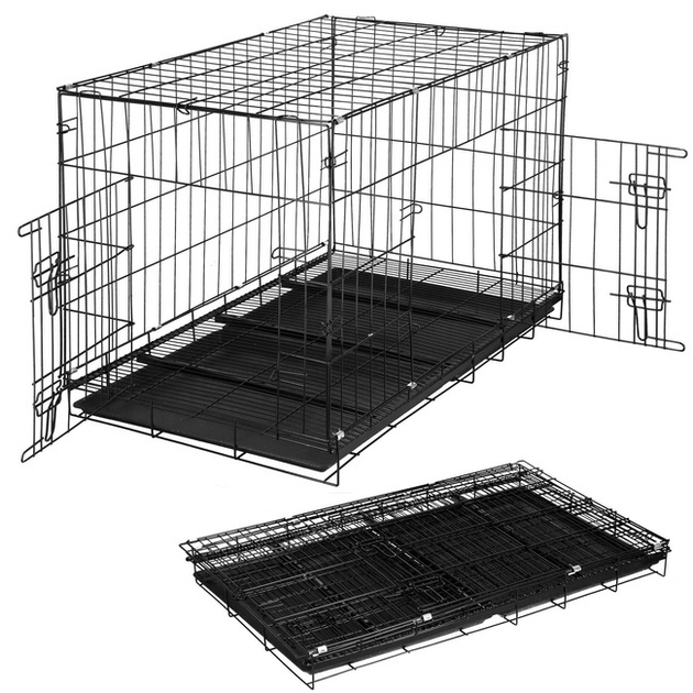 Kojec dla zwierząt SPRINGOS 100 x 70 x 60 cm L czarny (5907719433615) - obraz 1