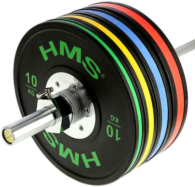 Talerz olimpijski HMS Bumper BTBR10 10 kg Black/Green (5908261680007) - obraz 5