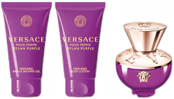 Набір для жінок Versace Dylan Purple Парфумована вода 50 мл + Лосьйон для тіла 50 мл + Гель для душу 50 мл (8011003893393) - зображення 3