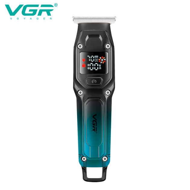 Триммер аккумуляторный для стрижки волос VGR V-964 GREEN, 7000 RPM, 4 насадки, LED дисплей - изображение 5