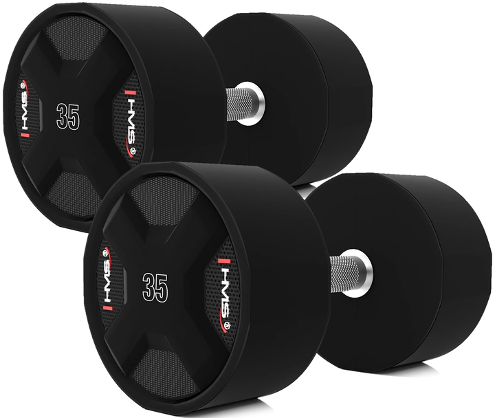 Zestaw hantli HMS HPC CPU poliuretanowych 2 x 27.5 - 37.5 kg (325 kg) Czarny (5908261682759) - obraz 5