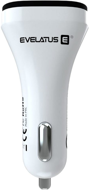Автомобільний зарядний пристрій Evelatus QCC02 USB-A White (ECC02WH) - зображення 1