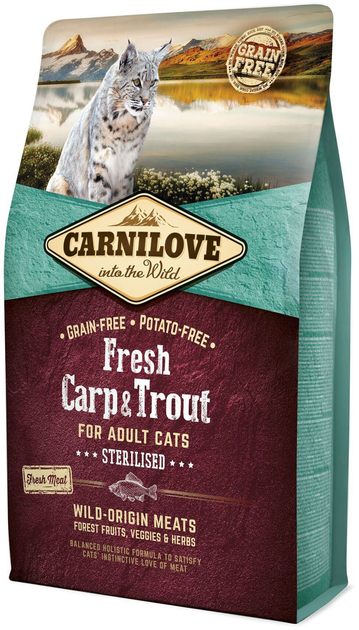 Сухий корм для стерилізованих кішок Carnilove Fresh з коропом і фореллю 2 кг (8595602527441) - зображення 1