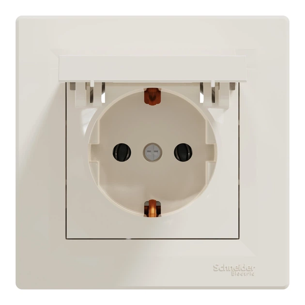 Розетка Schneider Electric Asfora с крышкой с заземлением кремовая EPH3100123 - изображение 7