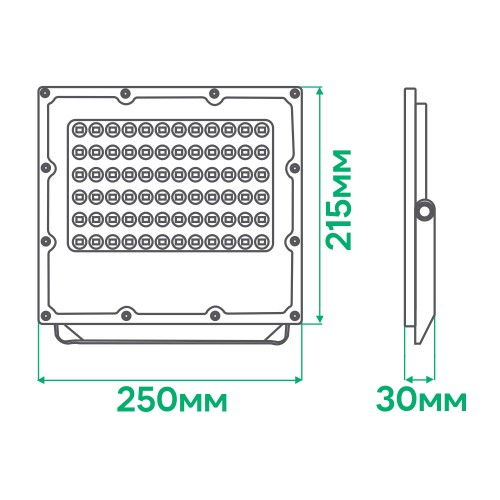 Светодиодный прожектор 100Вт Ardero LL-3100 ARD PRO 100W LED 12000Lm 6500K 100-277V 250х215х30мм IP65 серый - изображение 3
