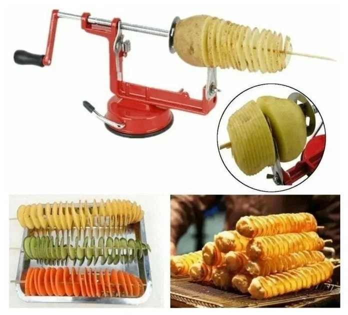 Машинка для резки картофеля спиралью SPIRAL POTATO SLICER аппарат для нарезки картофеля для чипсов - изображение 3