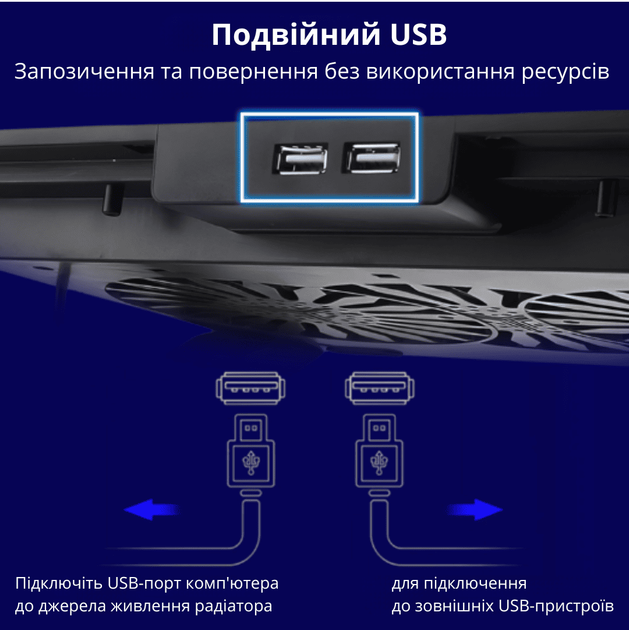 Охлаждающая подставка для ноутбука XSGTM11 тихими вентиляторами 10-17 дюймов 2 USB подсветка Black - Фото 5 Охлаждающая подставка для ноутбука XSGTM11 тихими вентиляторами 10-17 дюймов 2 USB подсветка Black - изображение 5