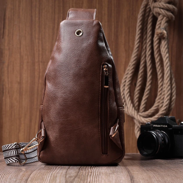 Удобная слинг сумка для женщин из экокожи Vintage 22747 Коричневый - изображение 10
