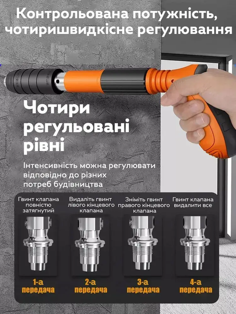 Пневматический гвоздезабивной пистолет степлер с регулировкой глубины забивания гвоздей кейсом для хранения 33х4,7х3 см (481168-Prob) - Фото 2 Пневматический гвоздезабивной пистолет степлер с регулировкой глубины забивания гвоздей кейсом для хранения 33х4,7х3 см (481168-Prob) - изображение 2