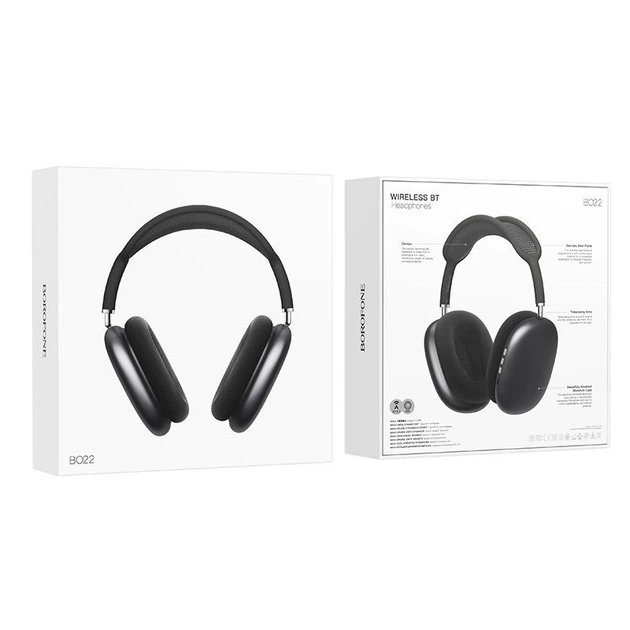 Беспроводные Bluetooth наушники с микрофоном Borofone BO22 BT5.3. 400mAh, AUX, до 12 часов работы, TF-карта памяти Black - изображение 5