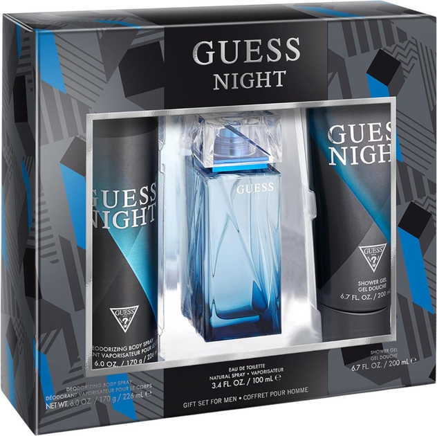 Набір для чоловіків Guess Night Туалетна вода 100 мл + Гель для душу 200 мл + Дезодорант 226 мл (085715329981) - зображення 1