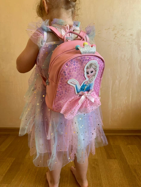 Детский розовый рюкзак Эльза для девочки 2 - 7 лет в садик на прогулку для детей на подарок - изображение 3
