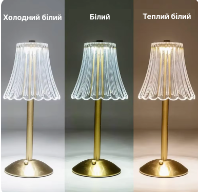 Лампа настільна LED з аккумулятором, 3 кольори, для спальні та вітальні - зображення 3