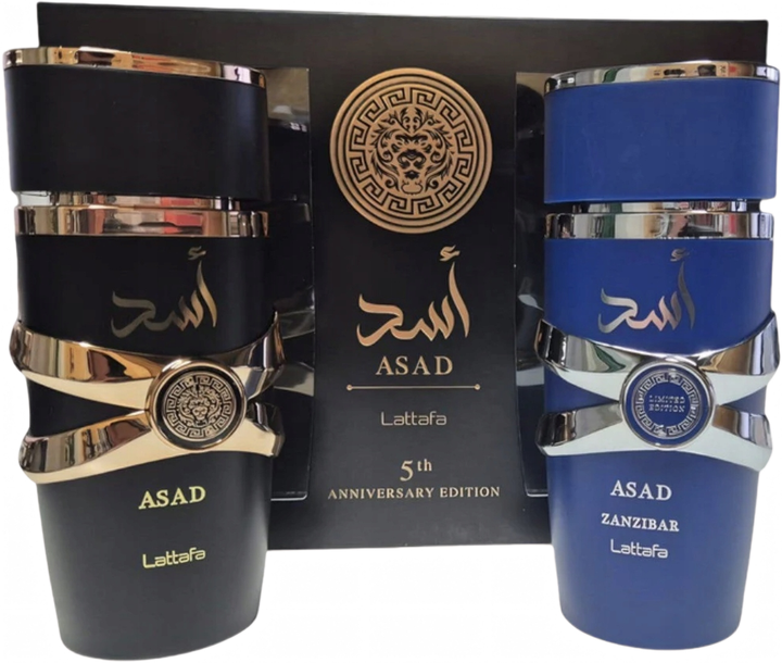 Набір для чоловіків Lattafa Asad 5th Anniversary Edition Парфумована вода Asad 100 мл + Asad Zanzibar 100 мл (6290362346135) - зображення 2