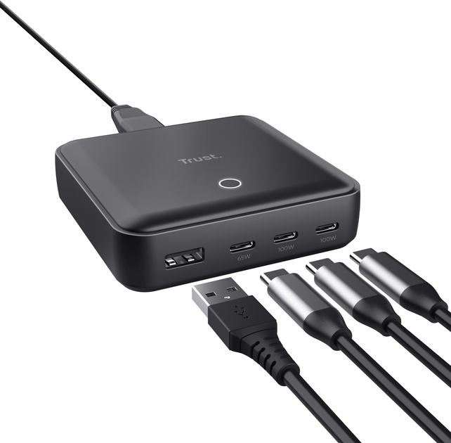 Настільний зарядний пристрій Trust Maxo 100W, 3xUSB-C/USB-A ,PD, Black (TR25242) - зображення 2