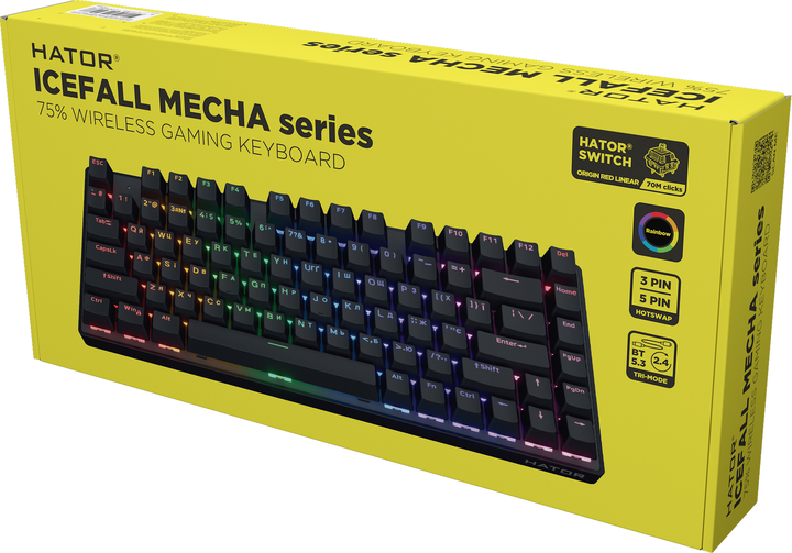 Klawiatura bezprzewodowa Hator Icefall Mecha 75 Rainbow Led Wireless/Bluetooth/USB Black (HTK275UA) - obraz 7