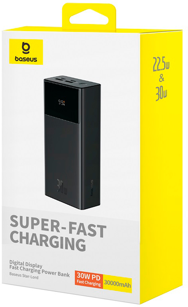 Powerbank Baseus Star-Lord Digital Display Fast Charging 30000mAh 30W Cluster Black (P10022905113-00) - obraz 7