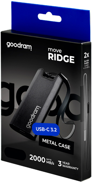 Dysk SSD Goodram Move Ridge 512GB USB 3.2 Type-C Black (SSDR-GMRE-512-K0) External - obraz 4