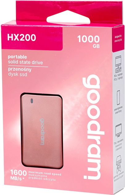 Dysk SSD Goodram HX200 1TB USB 3.2 Type-C Rose Gold (SSDPR-HX200-1K0-RG) External - obraz 7