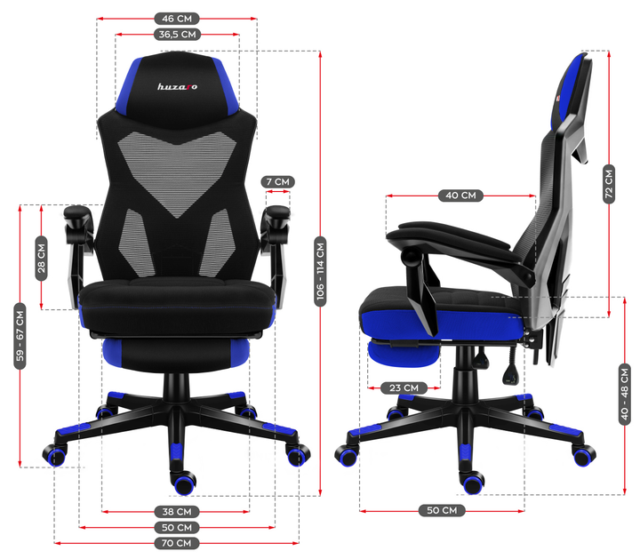 Fotel gamingowy Huzaro HZ-Combat 3.0 Blue perforowane obicie Czarny i niebieski (5907564629782) (955555905874481) - Outlet - obraz 6