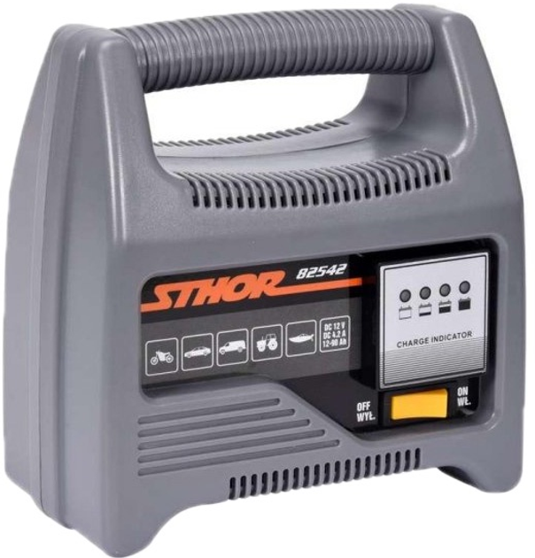 Prostownik do akumulatorów STHOR 12V 6A 90Ah LED wskaźnik naładowania (82542_sth) - obraz 2