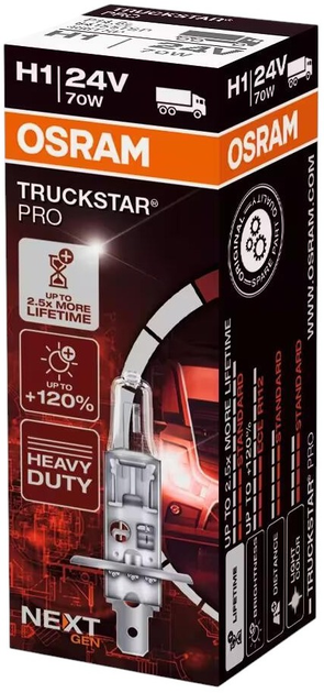 Żarówka samochodowa Osram Truckstar Pro Next Gen H1 70 W 24 V (64155TSP) - obraz 2