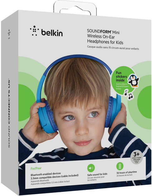 Słuchawki Belkin SoundForm Mini Kids Blue (AUD002btBLV3) - obraz 6